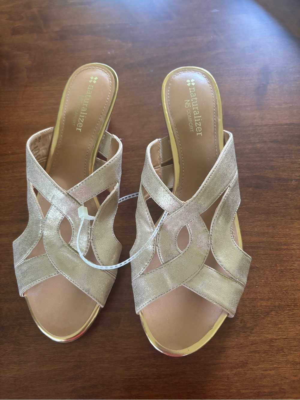 Naturalizer Metallic Gold Crisscross Mule Sandals